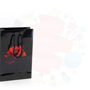 ÇANTA KARTON SELOFANLI 17*26 SİYAH GÜLLÜ 25'Lİ