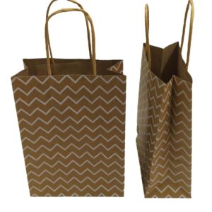 ÇANTA KRAFT BÜKÜM SAPLI BEYAZ ÇİZGİLİ 15*21CM 12Lİ