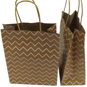 ÇANTA KRAFT BÜKÜM SAPLI BEYAZ ÇİZGİLİ 21*27CM 12Lİ