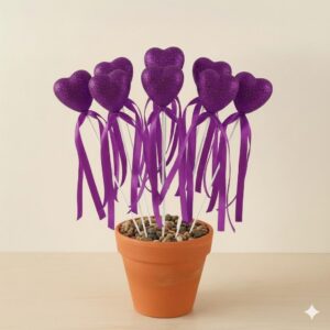 ÇUBUKLU STRAFOR KALP SİMLİ 10 LU ORTA MOR