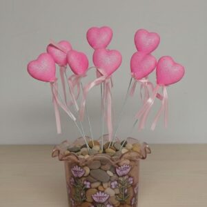 ÇUBUKLU STRAFOR KALP SİMLİ 10 LU ORTA PEMBE