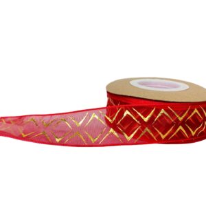 KURDELE ORGANZE KIRMIZI ÇİZGİLİ 2, CM 22 MT.