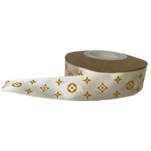 KURDELE SATEN KREM YILDIZLI 2,5 CM 22 MT.