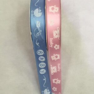 KURDELE SATEN MAKARA BASKILI 10 MT 2 CM BABY B/G