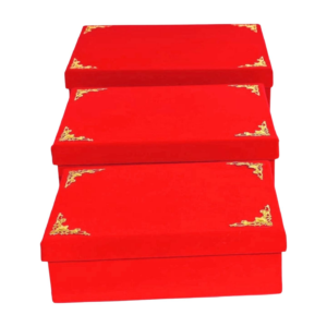 KUTU DİKDÖRTGEN FLOK KURDELELİ KIRMIZI 3 LÜ SET