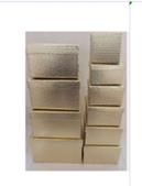 KUTU DİKDÖRTGEN METALİK DERİ DESENLİ  ALTIN 10 LU