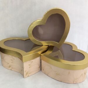 KUTU KALP ŞEFFAF KAPAKLI 3 LÜ YALDIZLI PEMBE