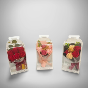 KUTU ŞEFFAF TEKLİ BUKET TANZİM  GÜL RENKLİ