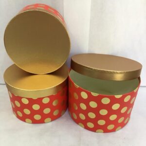 KUTU SİLİNDİR 3 LÜ ALTIN KAPAKLI PUANLI KIRMIZI