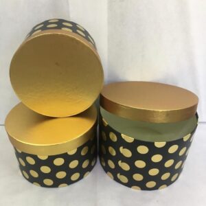 KUTU SİLİNDİR 3 LÜ ALTIN KAPAKLI PUANLI SİYAH