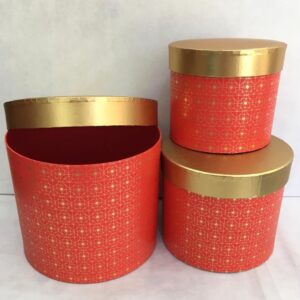 KUTU SİLİNDİR 3LÜ KIRMIZI SERPME ALTIN PUANLI