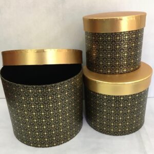 KUTU SİLİNDİR 3LÜ SİYAH SERPME ALTIN PUANLI