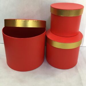 KUTU SİLİNDİR 3LÜKIRMZI KAPAĞI METAL ALTIN ÇİZGİLİ