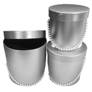 KUTU SİLİNDİR BONCUKLU 3 LÜ SET GÜMÜŞ