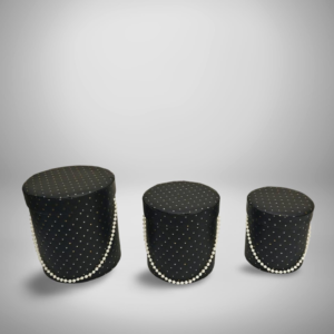 KUTU SİLİNDİR BONCUKLU SİYAH PUANLI 3 LÜ SET