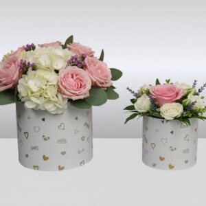 KUTU SİLİNDİR KALP DESENLİ BEYAZ 2 Lİ  SET