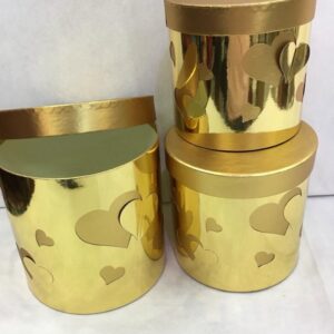 KUTU SİLİNDİR KALPLİ  3 LÜ SET METALİK ALTIN