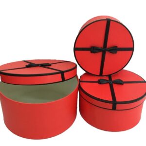 KUTU YUVARLAK 3 LÜ KIRMIZI SİYAH FYONKLU