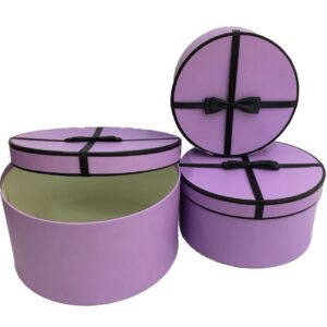 KUTU YUVARLAK 3 LÜ LİLA  SİYAH FYONKLU