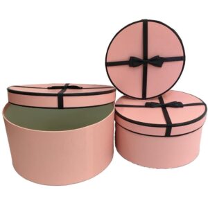 KUTU YUVARLAK 3 LÜ PEMBE  SİYAH FYONKLU