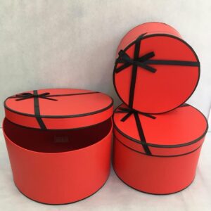 KUTU YUVARLAK BÜYÜK 3LÜ KIRMIZI SİYAH FYONKLU