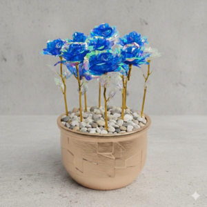 PLASTİK SONSUZLUK GÜLÜ MAVİ 24 CM